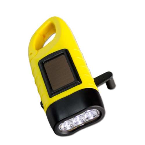 Handcrank Flashlight with Solar Panel and Clip