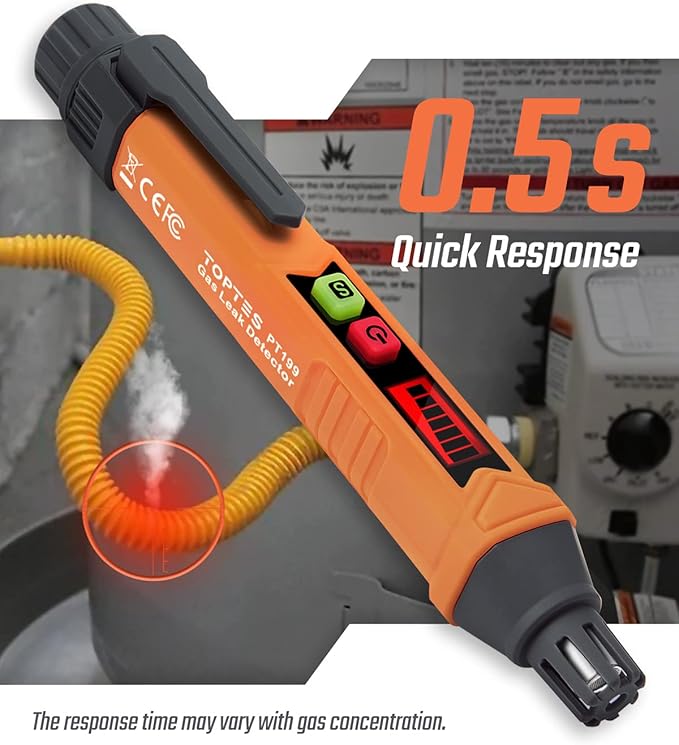 Natural Gas Leak Detector w/Audible & Visual Alarm