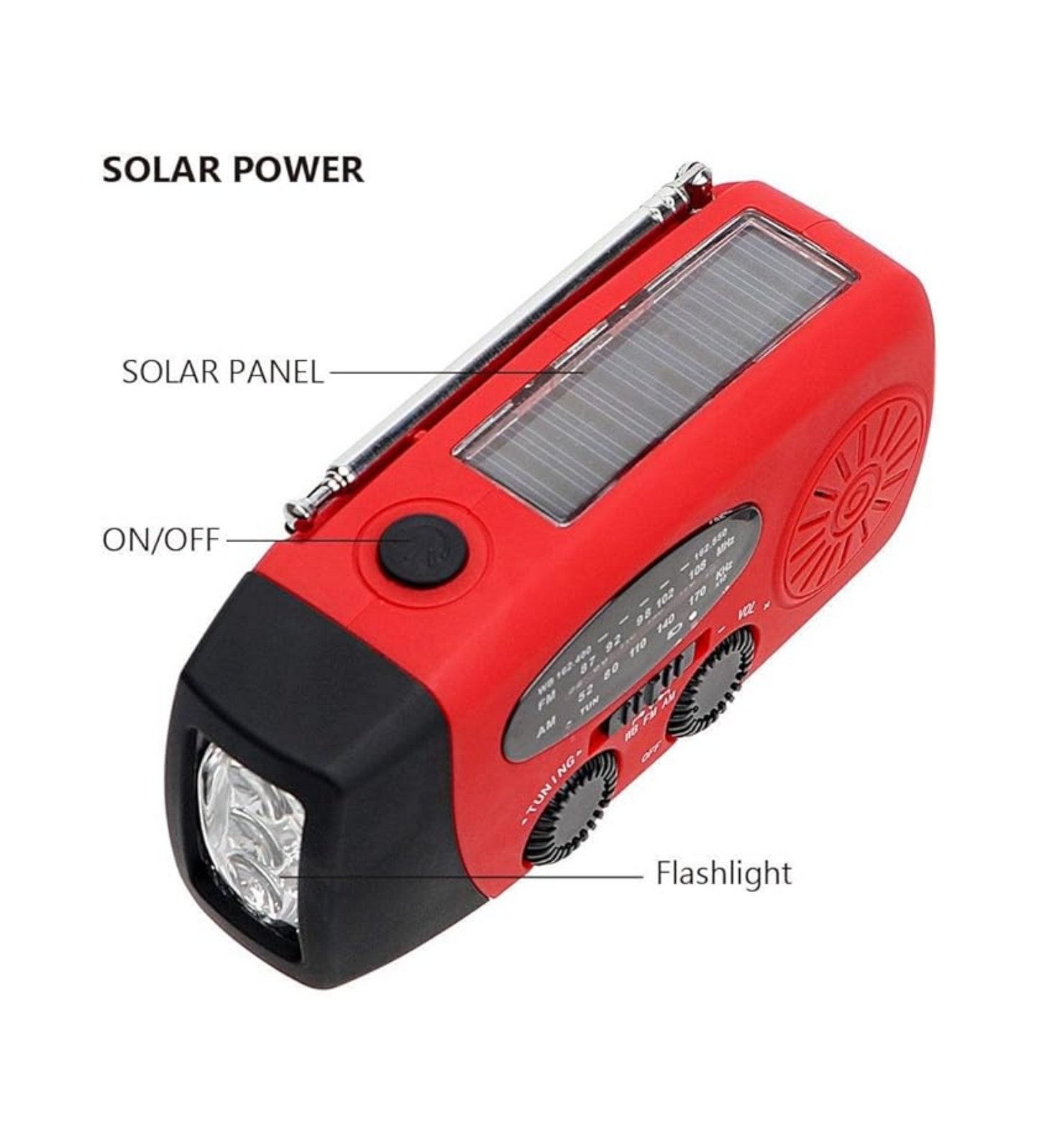 NOAA Emergency Hand Crank Solar Charging Power Bank with Radio and LED Flashlight